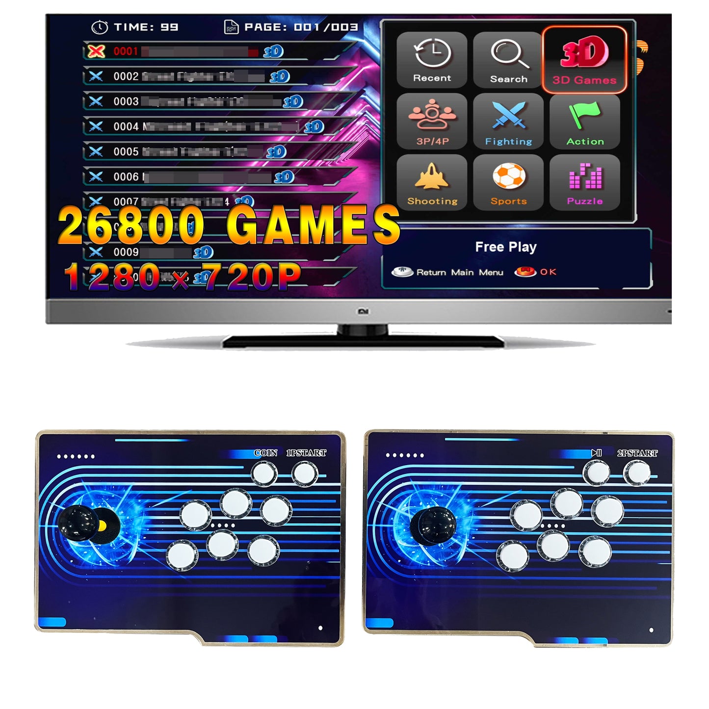 Pandora Split Retro Arcade Machine 26,800 Games HD